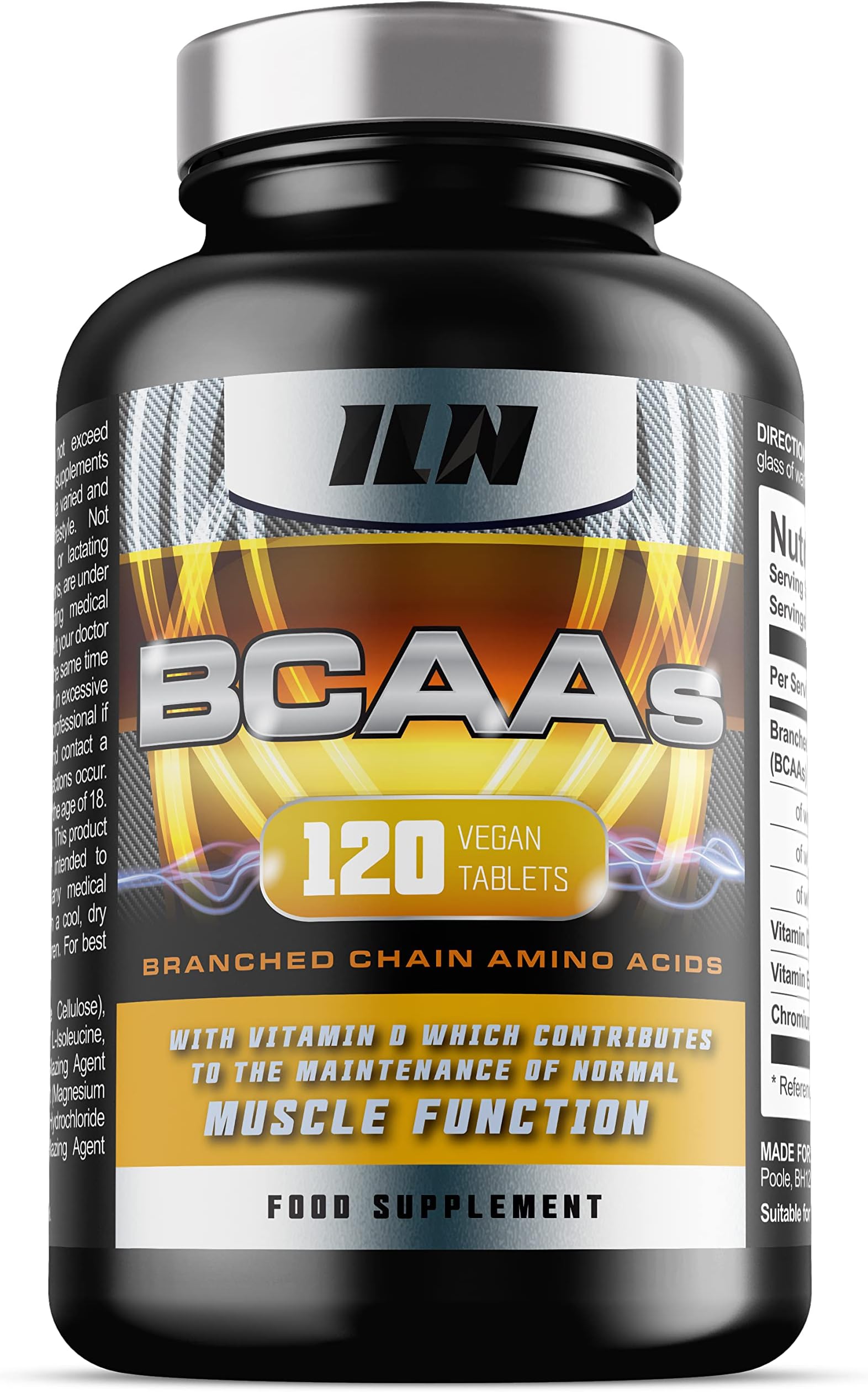 BCAA Tablet - BCAAs (120 Tablets) - 2400mg BCAAs per Serving - BCAA Amino Acids with Vitamin D for Normal Muscle Function - Suitable for Vegans & Vegetarians