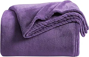 KMUSET Super Soft Throw Blanket Premium Silky Flannel Fleece Throw Size Purple Microfiber Lightweight Blanket All Season Use
