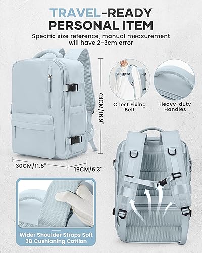 Vista 403 de VECAVE Mochila de viaje para laptop, mochila aprobada para vuelos,Mochila deportiva para universidad casual, E-peacockblue, Mochila para laptop