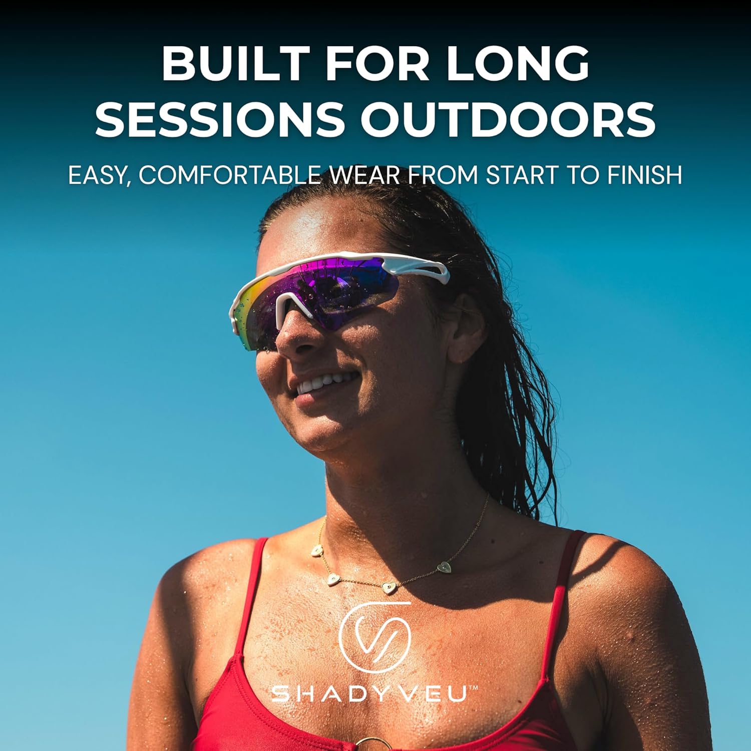 ShadyVEU Half Frame LUMYX Sports UV400 Anti Glare TR90 Hydrophobic Mirrored Lens Mens Womens Sunglasses