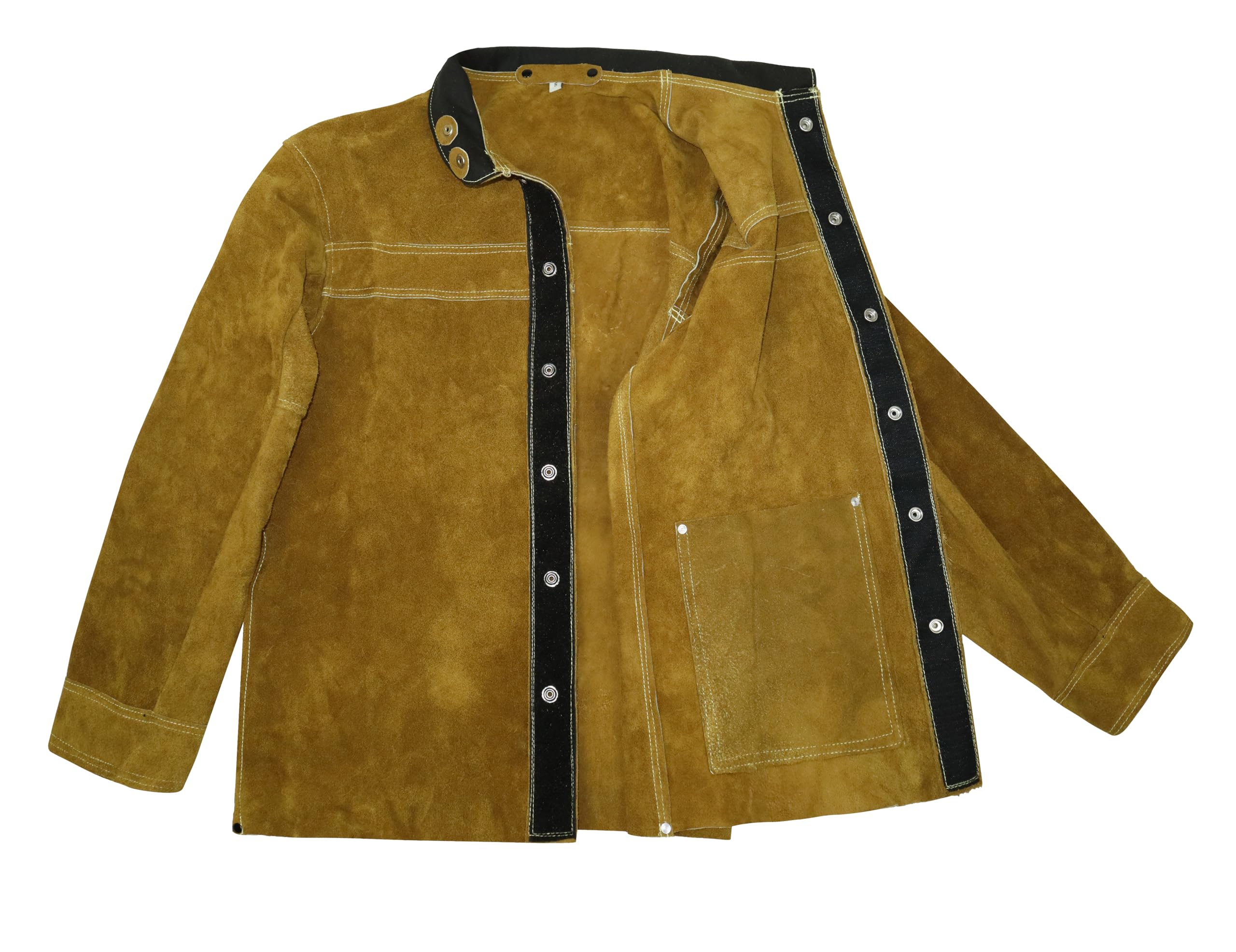 ANTAITHER Schweißjacke aus Leder, schwer entflammbar, Hitze- und Funkenschutz für Elektroschweißen, Schleifen, Metallarbeiten