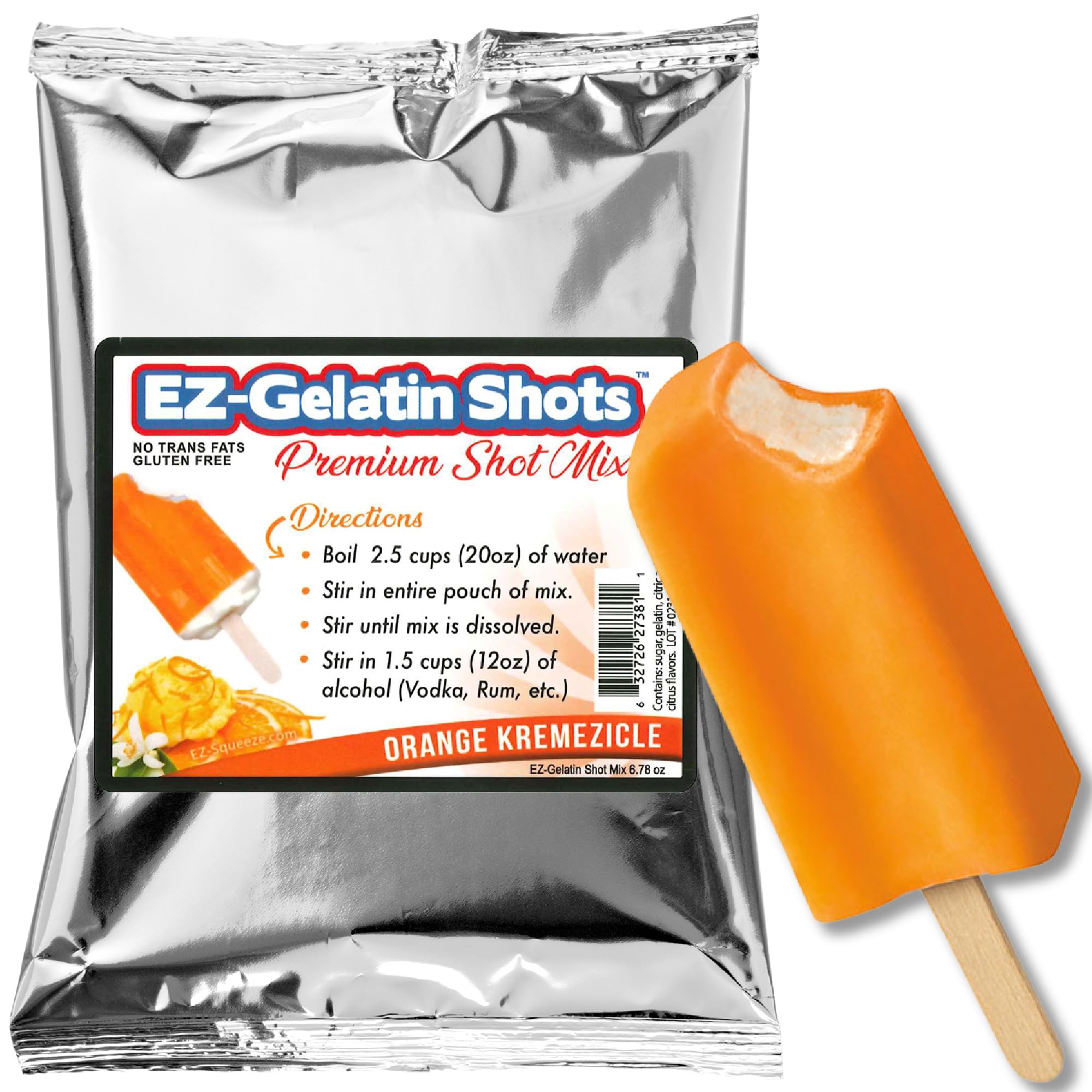 Orange Kremezicle Jello Shot Mix 7.2 オンス – プレミアムグルテンフリージェロミックス おいしいジェロショット用 – 簡単に作れるEZゼラチンパウダーミックス – 大人の新年やホリデーパーティー用品