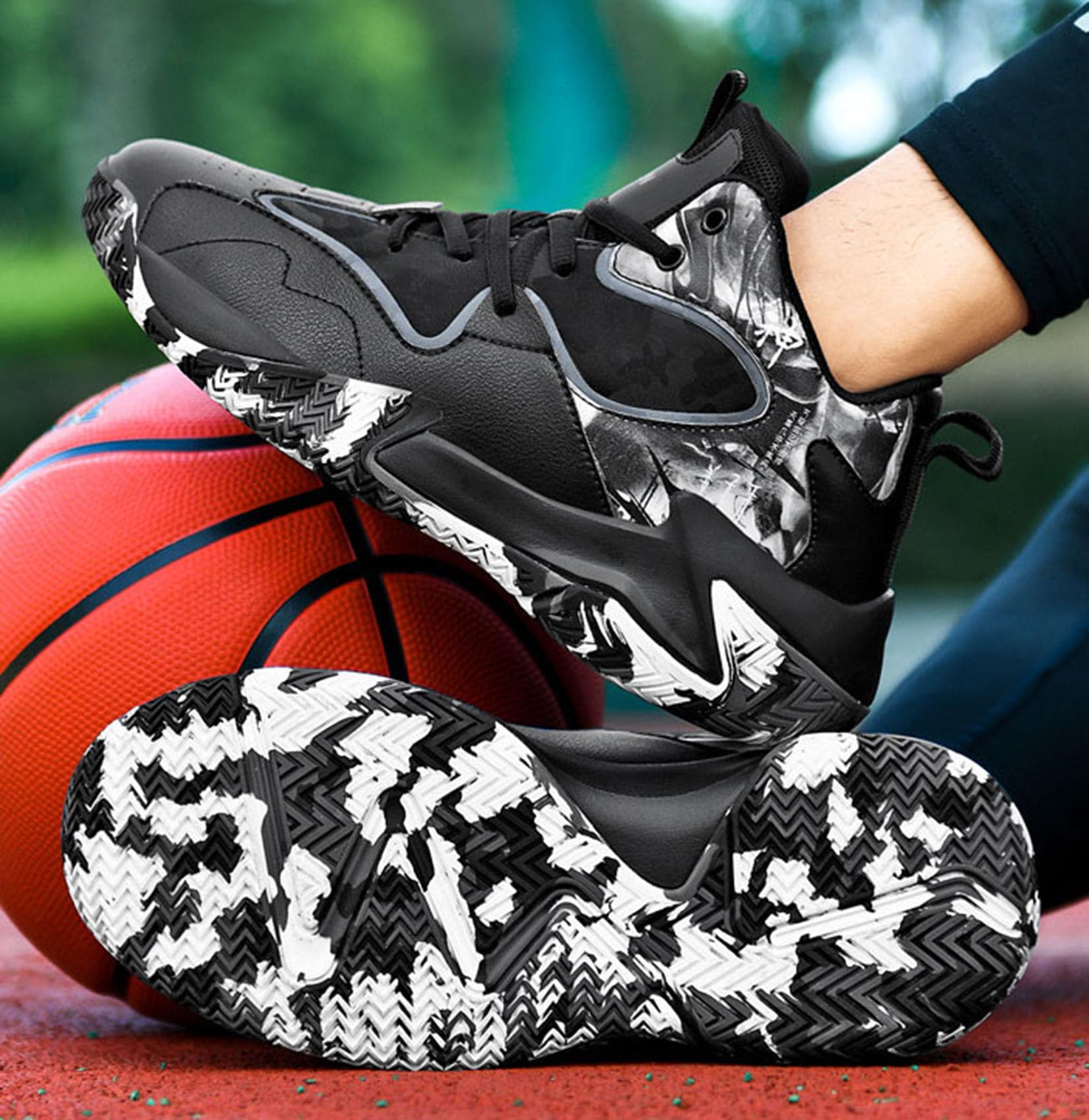 Buty Do Koszykówki Męskie Outdoor Koszykówki Lekkie Wygodne Antypoślizgowe Buty Treningowe(47 EU, Q1)