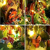 Vista 5 de Roroom Kit de Rincón de Libros DIY, Casa de Muñecas Booknook Inserto Decorativo para Estantería Callejón, Rompecabezas de Madera 3D con Inserto