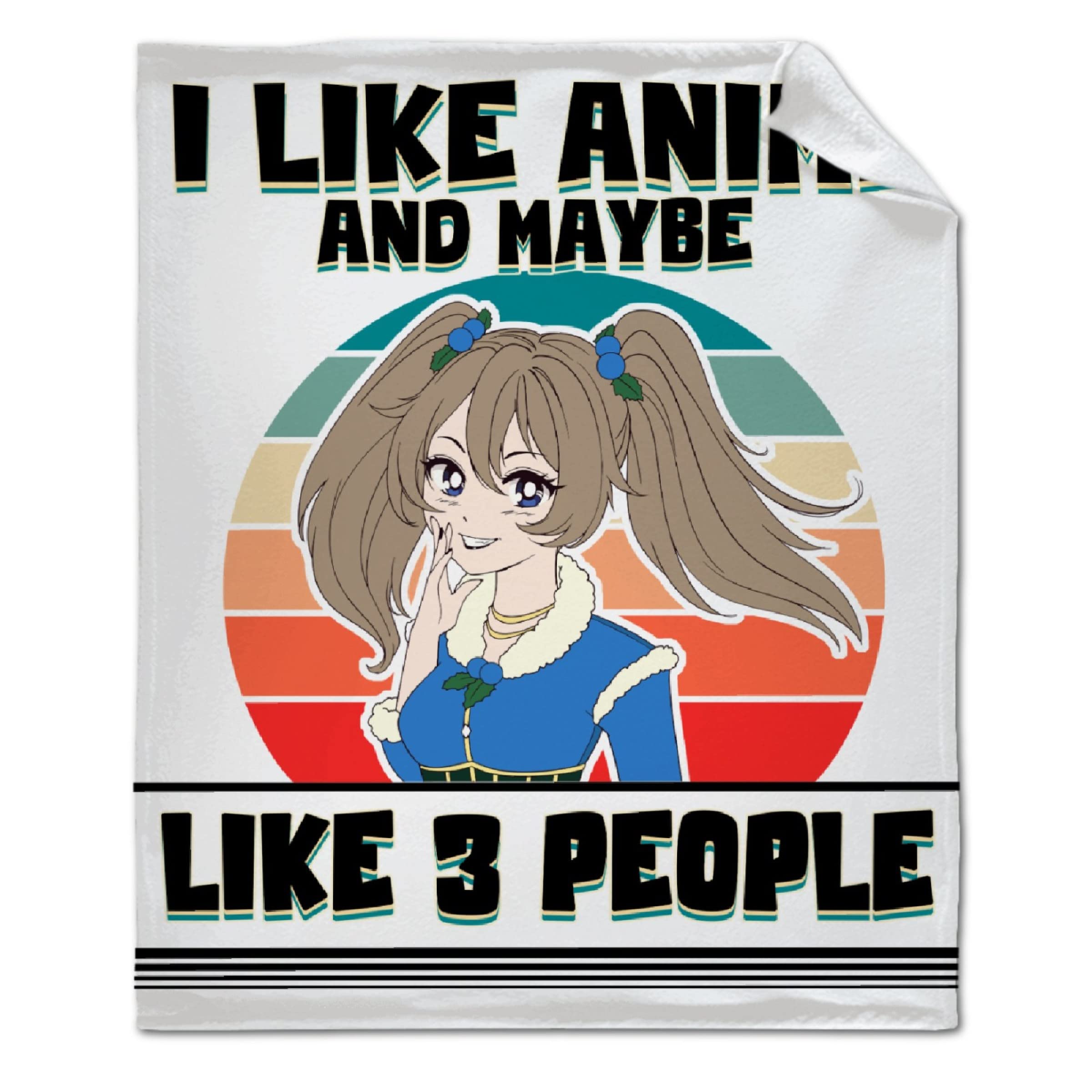 ARTBLANKET I Like Anime and Maybe Like 3 People Throw Blanket Fannel Fleece Super Soft Funny Blanket Travel Throw Blanket for Bed Couch Sofa 60x50 in for Teen Car