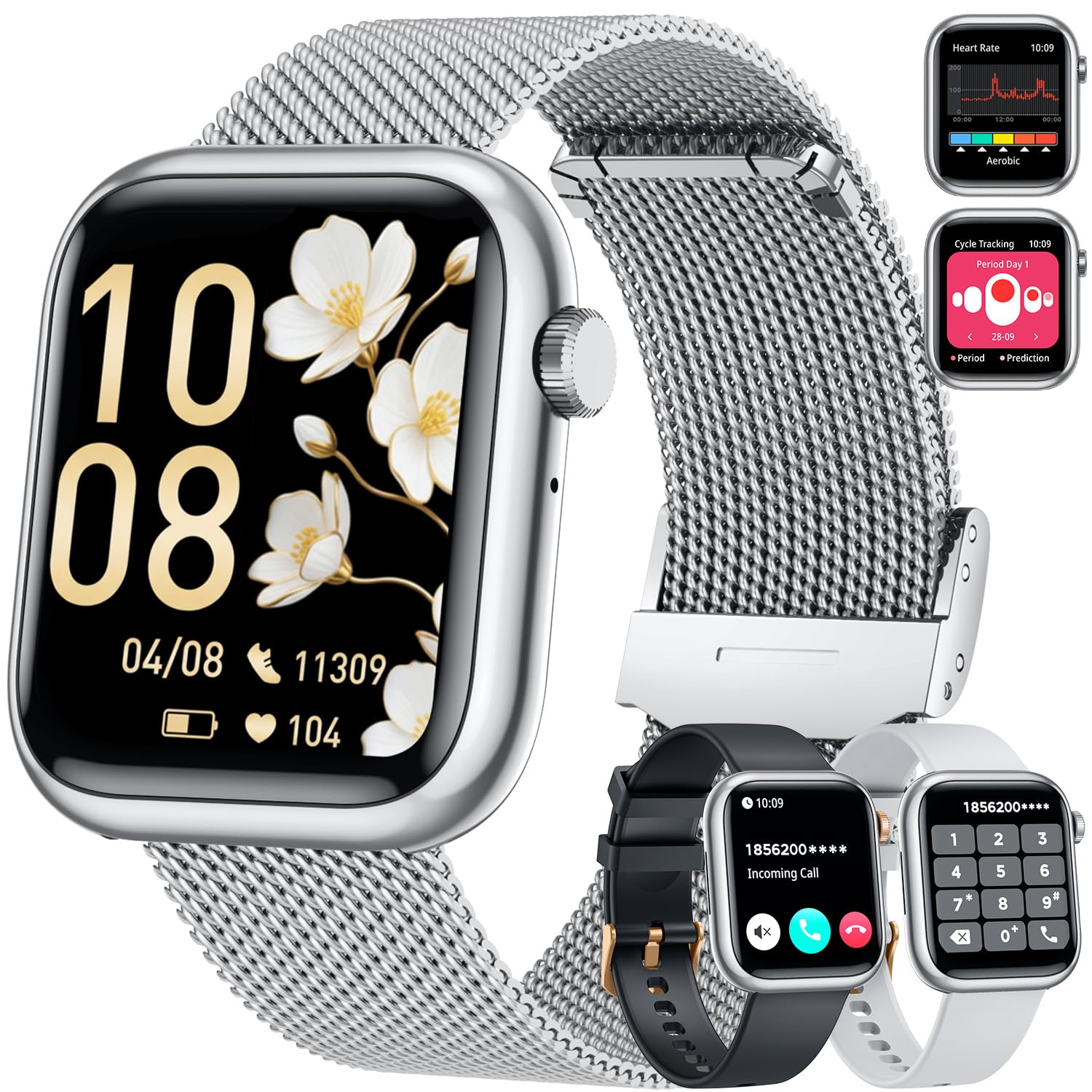 Women Smartwatch Fitness Tracker for Lady: 1.83'' Smart Watch for Women Answer Make Call with iP67 Heart Rate Sleep Monitor Steps Counter 120+ Sports Digital Wrist Watches 3 Straps for iPhone Android — view 10