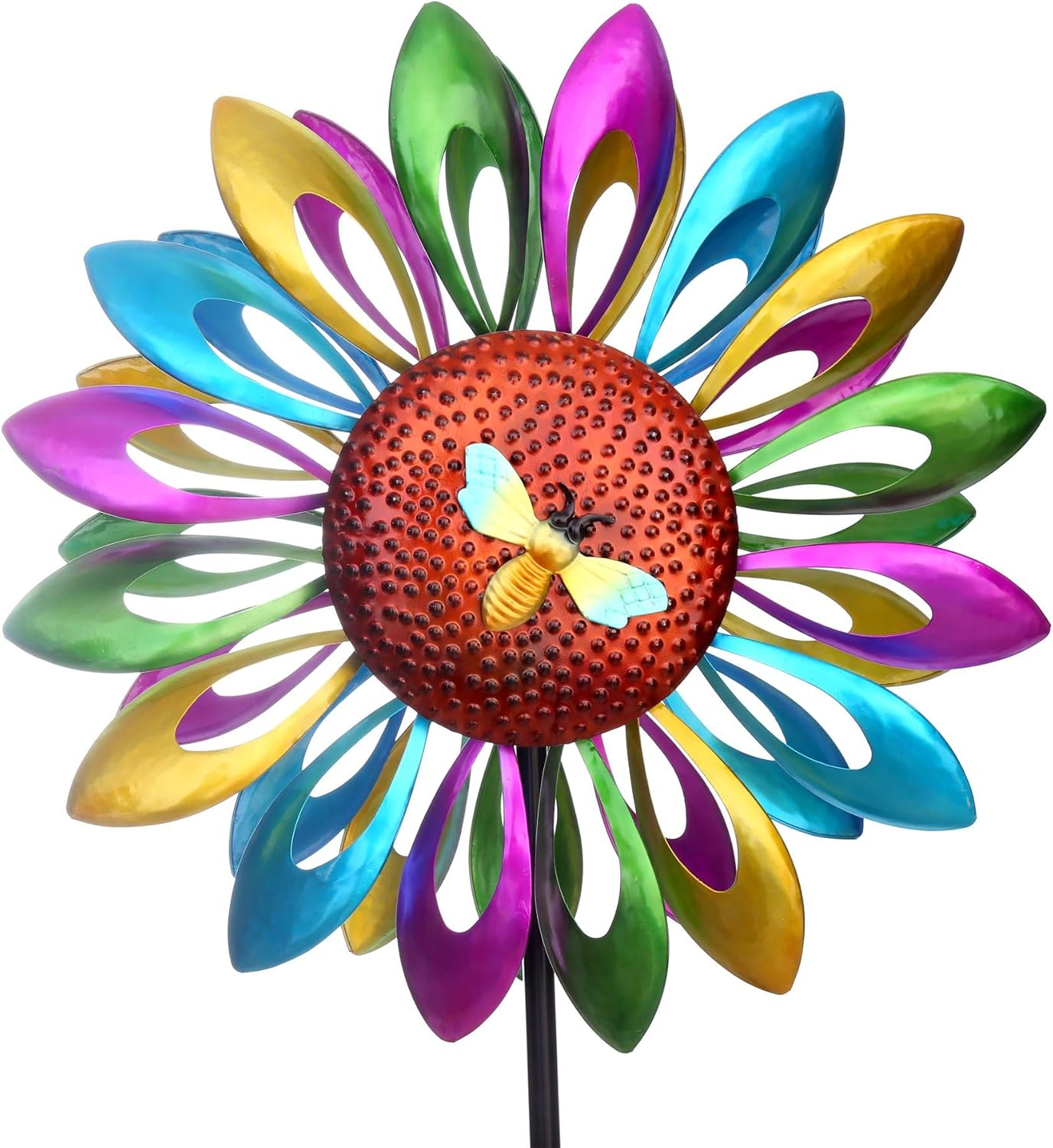 Foooqu Large Sunflower Wind Spinner for Yard and Garden 24