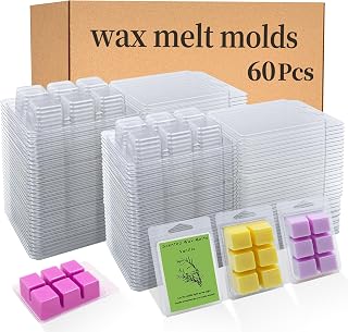 60pcs Thickened Wax Melt Molds Containers Clamshells Packaging for Wax Melts,Wax Tart Packaging for Enterprises or Households,Wax Seal Mold,Scentsy Wax Melts,Soy Wax,Wax Melt Warmer,Wax Cube