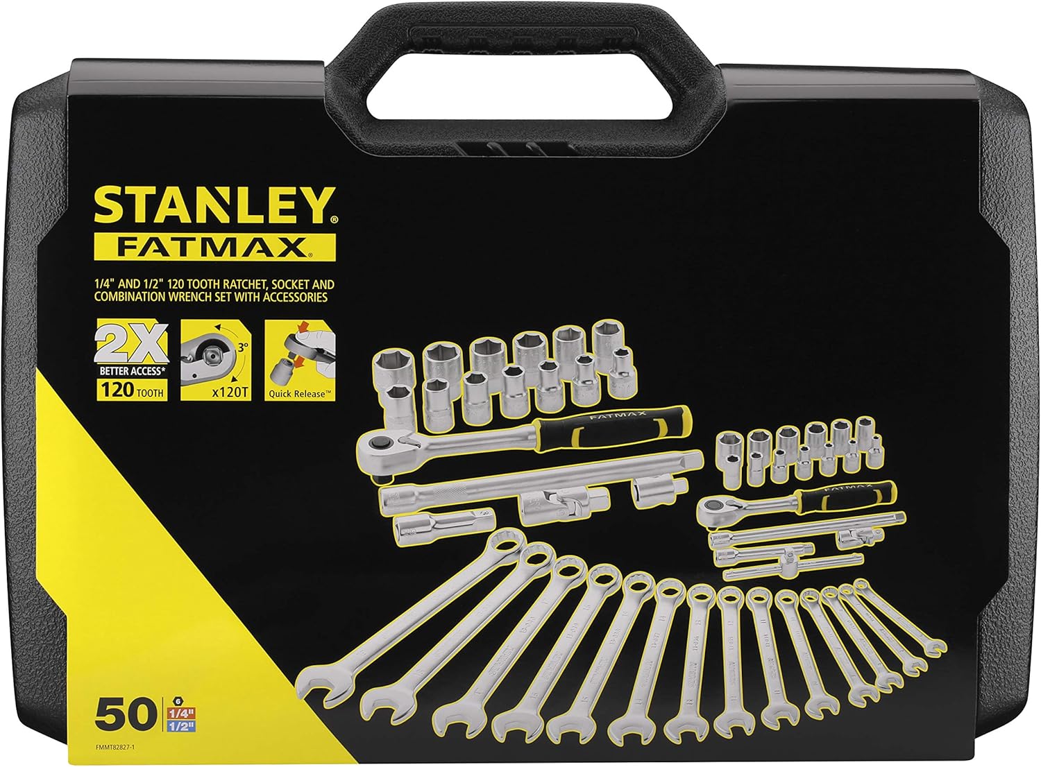 Stanley - FatMax Juego de vasos 1/4" + 1/2" - 49 piezas