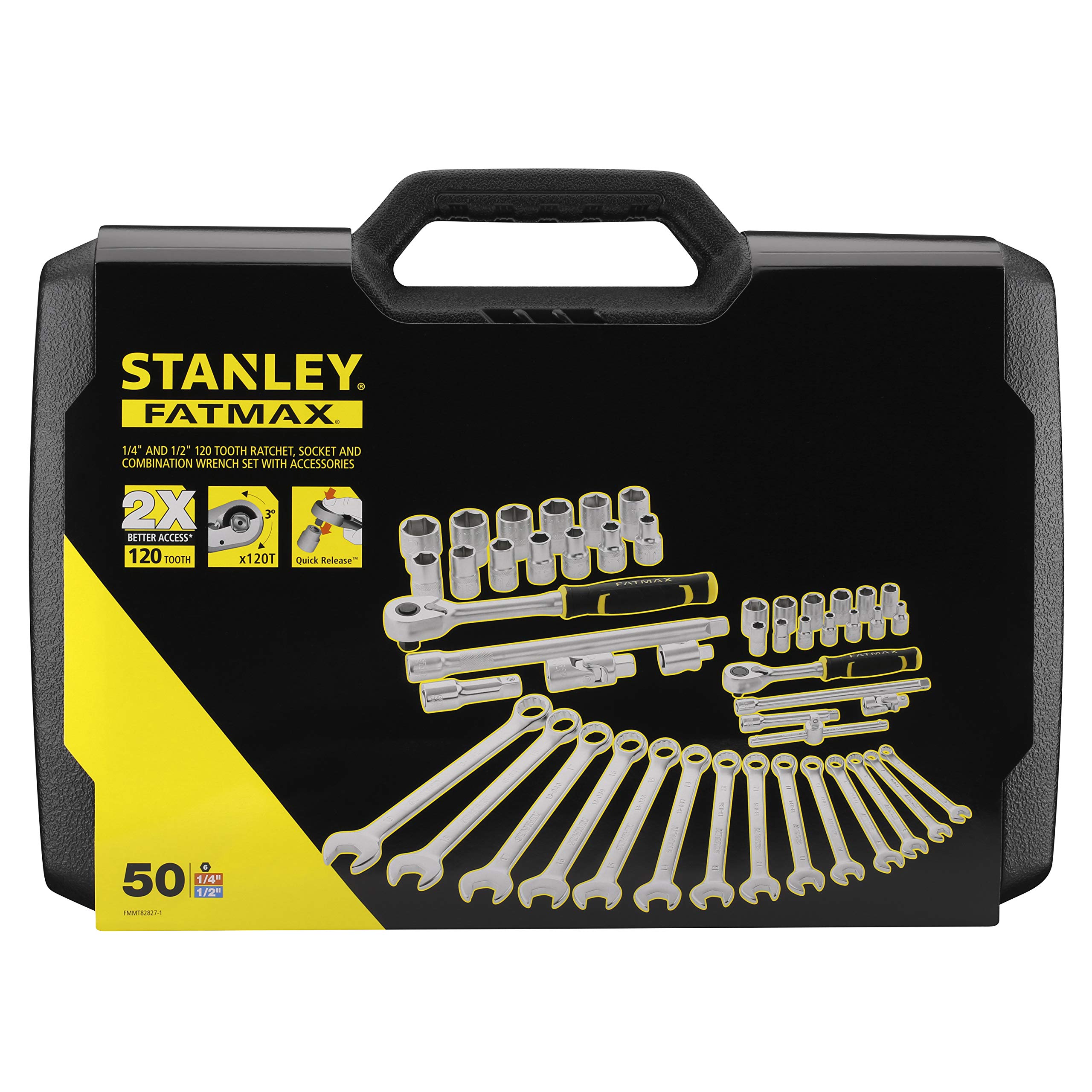 STANLEY FATMAX set 49 pz chiavi a bussola attacco misto 1/4" e 1/2" - con chiavi combinate