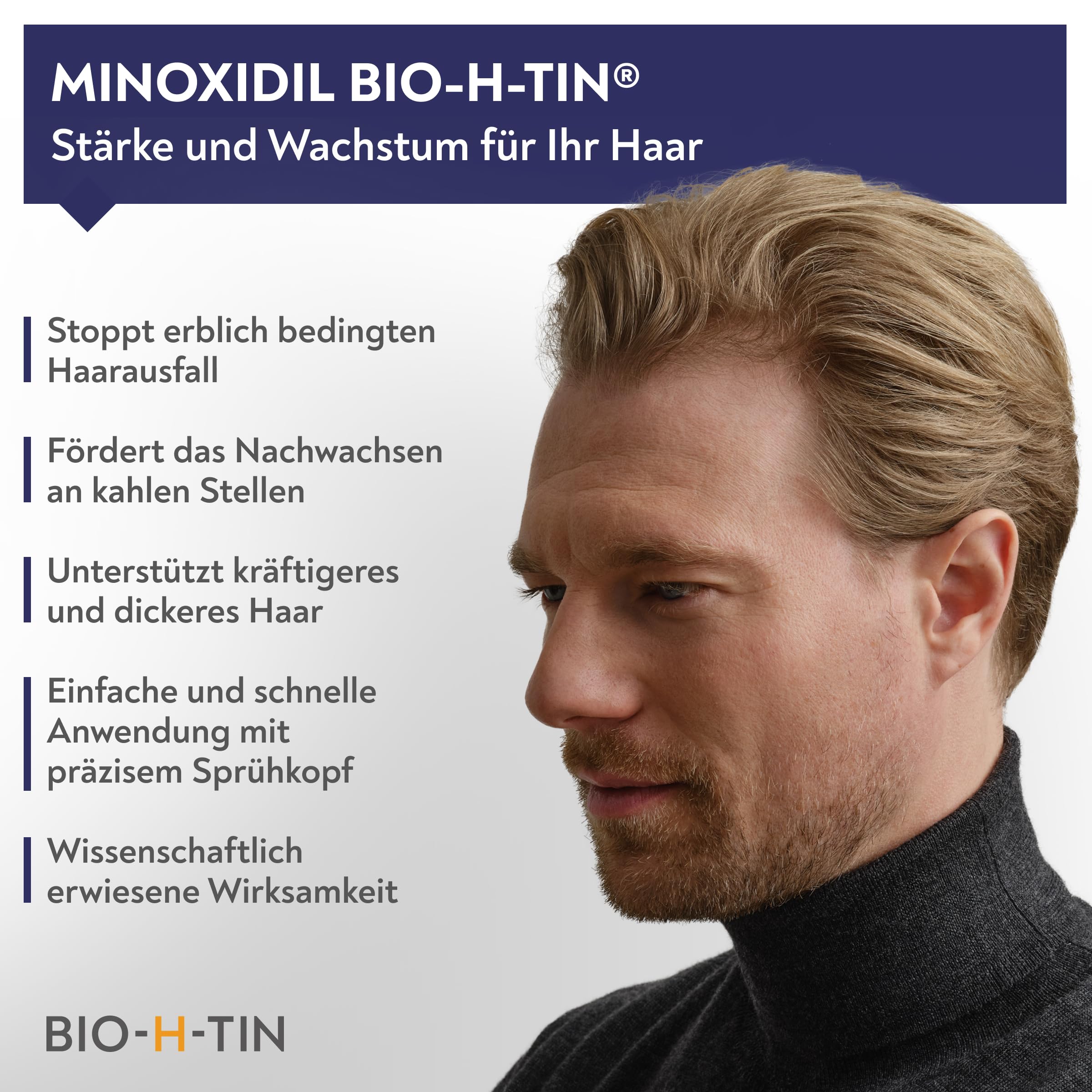 Minoxidil BIO-H-TIN 50 mg/ml Spray, Lösung zum Auftragen auf die Kopfhaut 3x 60 ml + BIO-H-TIN Belebendes Coffein-Shampoo, 200 ml