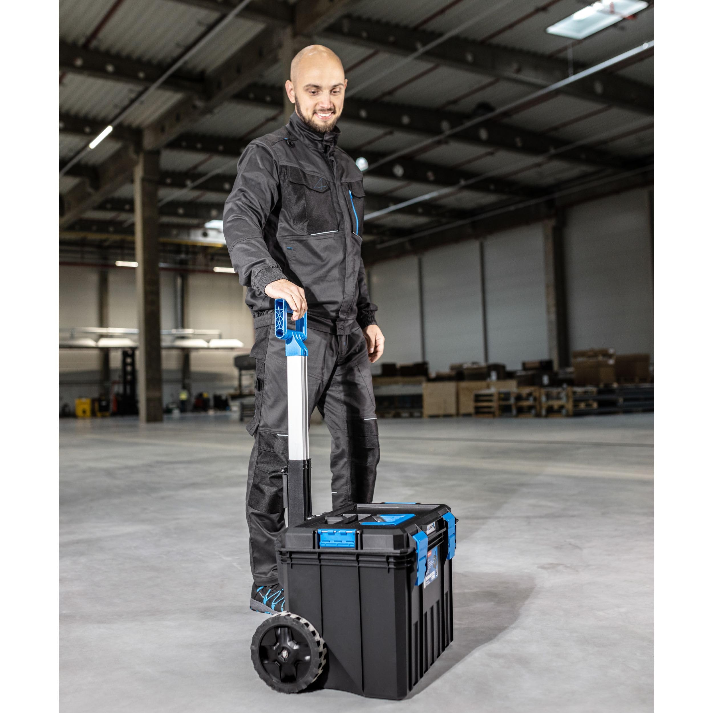Högert Technik - Skrzynka narzędziowa na kółkach, nośność do 50 kg, praktyczna i pojemna, odporna na uszkodzenia, pyłoszczelna, wytrzymałe zapięcia ABS, modułowa konstrukcja - HT7G501