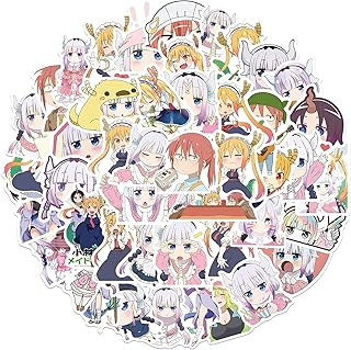 Anime Miss Kobayashis Dragon Maid Stickers for Laptop(50 Pcs),Gift for Kids Teens Adults Girl,Cute Cartoon Waterproof Stic...