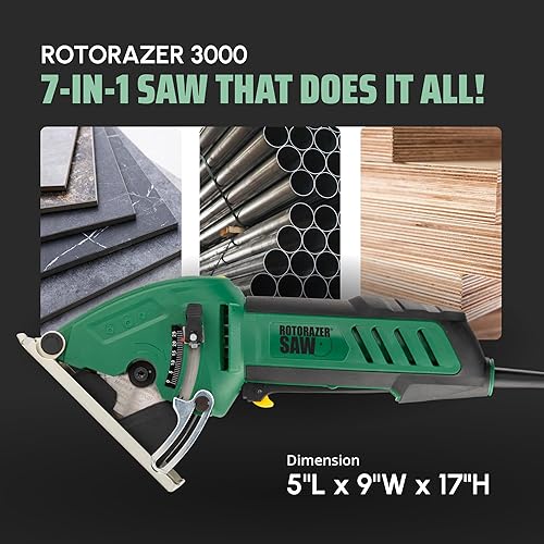 Miniatura 7 de Juego de sierra circular compacta ROTORAZER oficial para proyectos de bricolaje - Corte de paneles de yeso, azulejos, lechada, metal, tuberías, PVC,