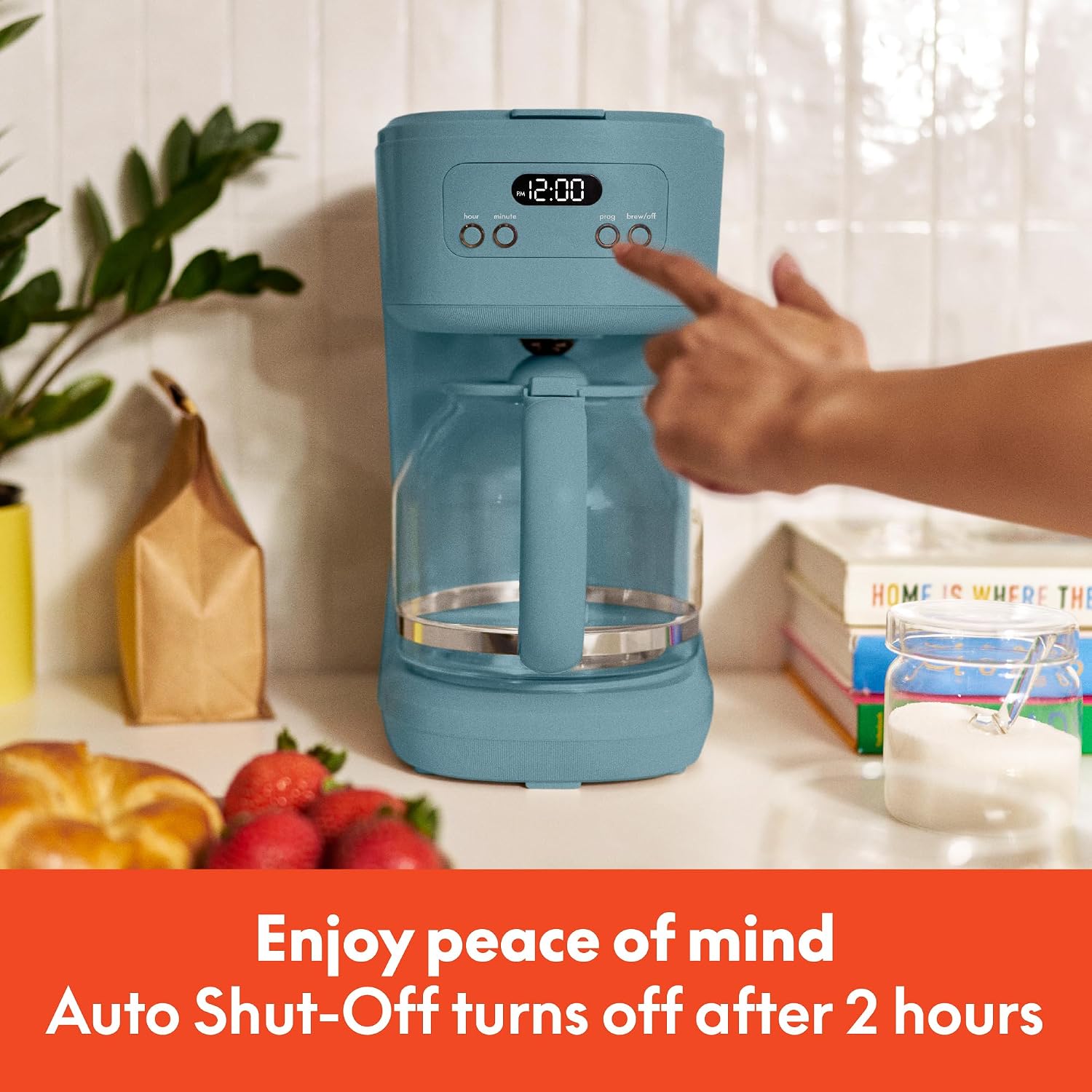 BELLA 12 Cup Programmable Coffee Marker, Reusable Dishwasher Safe Accessories, Easy LCD diaply, Auto Shutoff, 900 watt, Oatmilk, view 14
