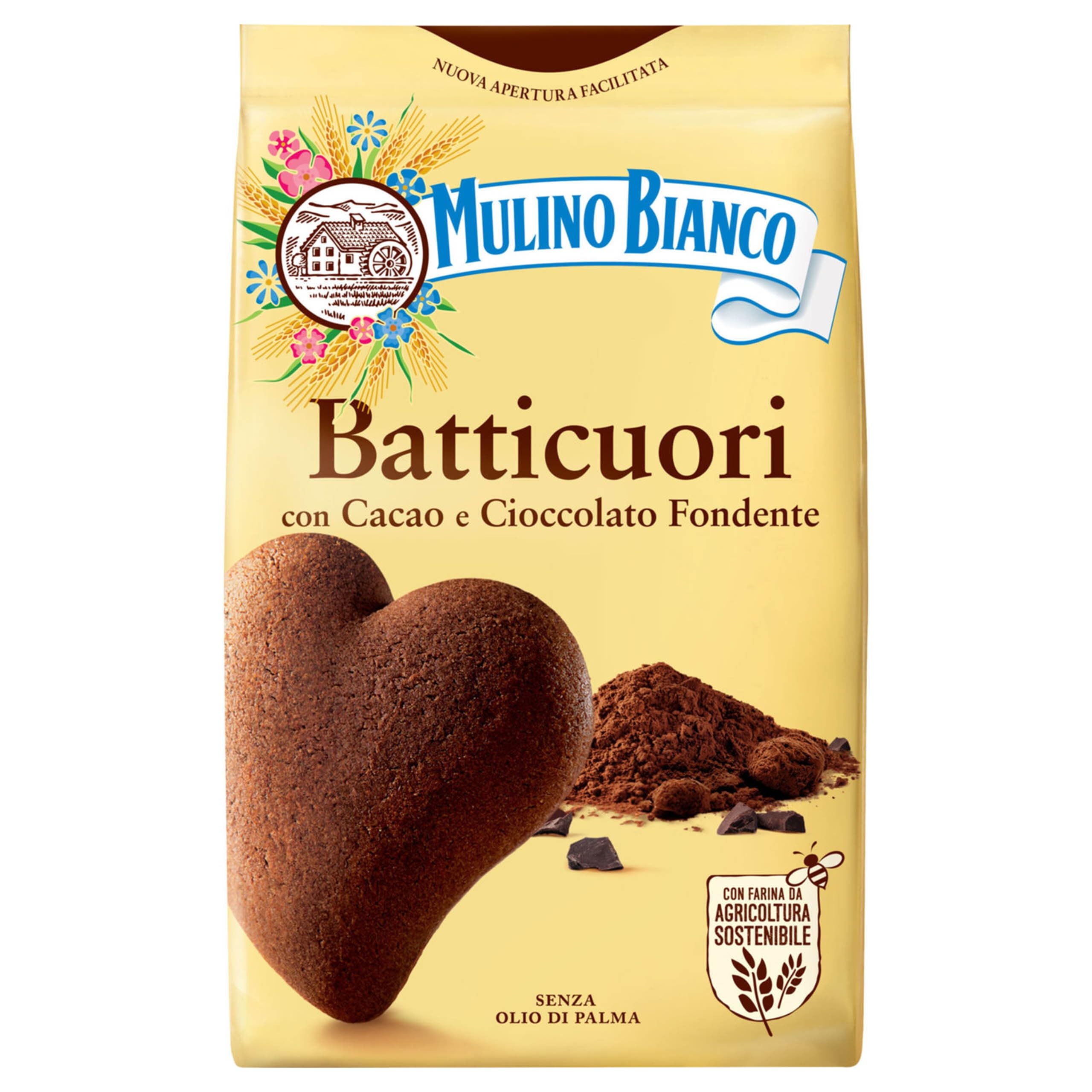MULINO BIANCO Batticuori Galletas italianas de cacao 350g x 12 paquetes (Batticuori, x12)