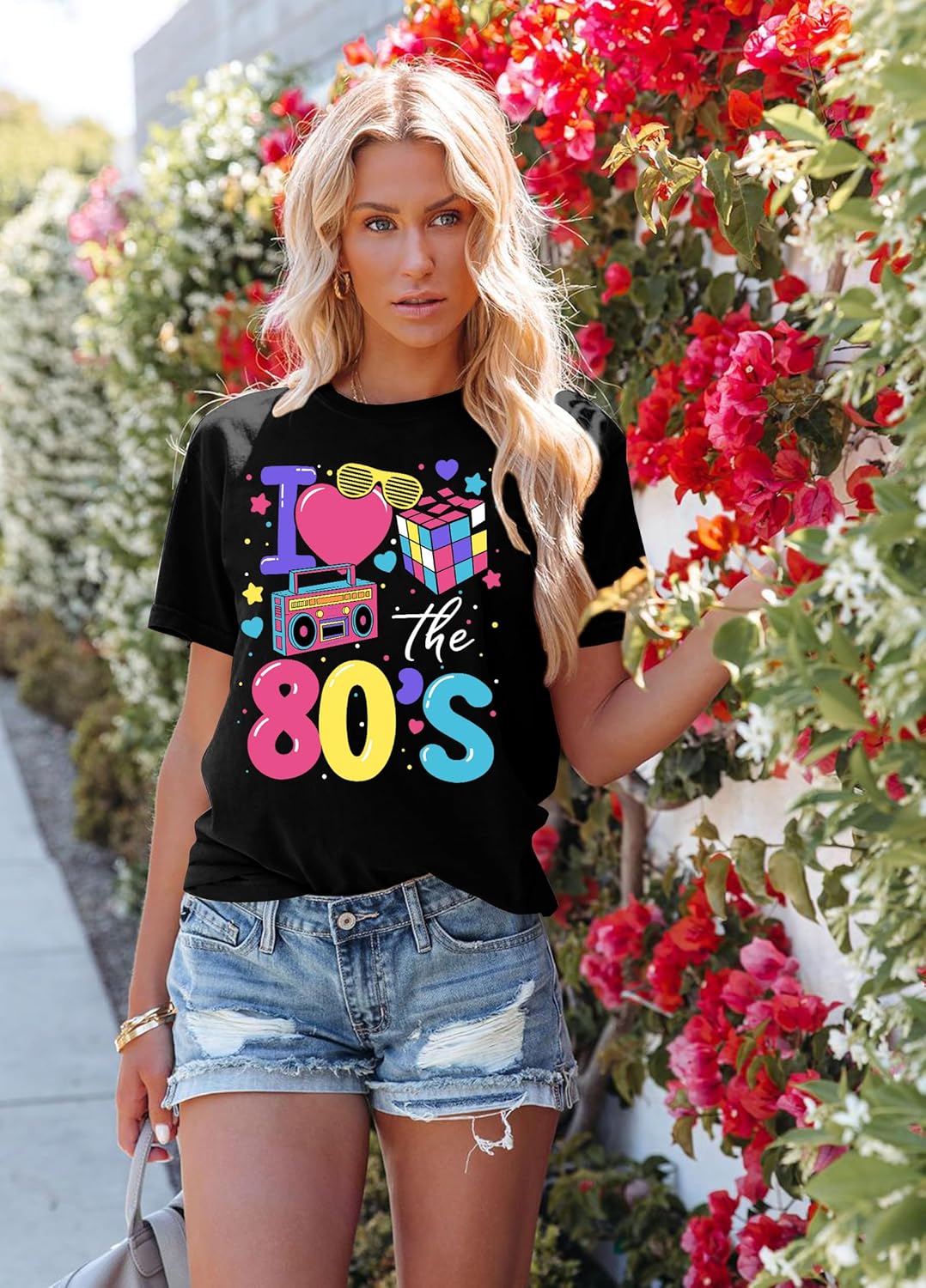 80's Shirts for Women 80s Neon Music Graphic T-Shirt Hip Hop 80S Party Outfits Girls I Love The 80's T-Shirt - Image 5