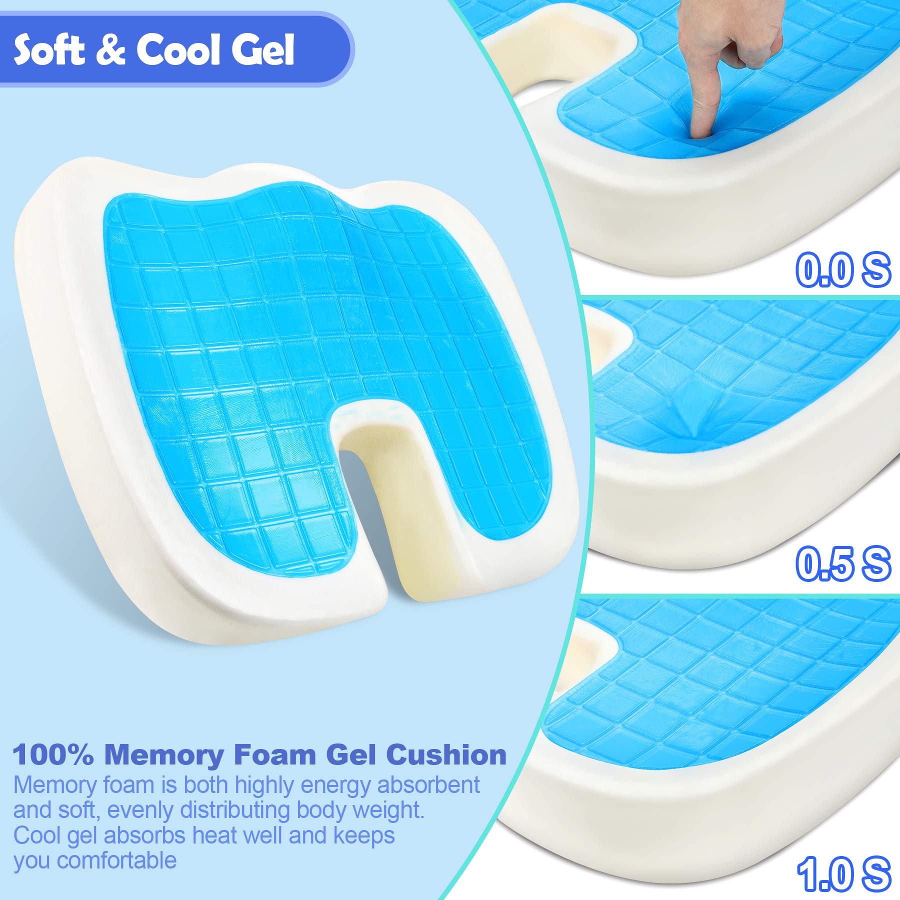 POOTACK Gel Seat Cushion for Office Chair, Memory Foam Ergonomics