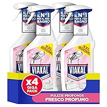 Viakal Profumo Fresco Spray Per Rimuovere Fino Al 100% Di Calcare Con Tecnologia Anti-Goccia (Confezione da 4)