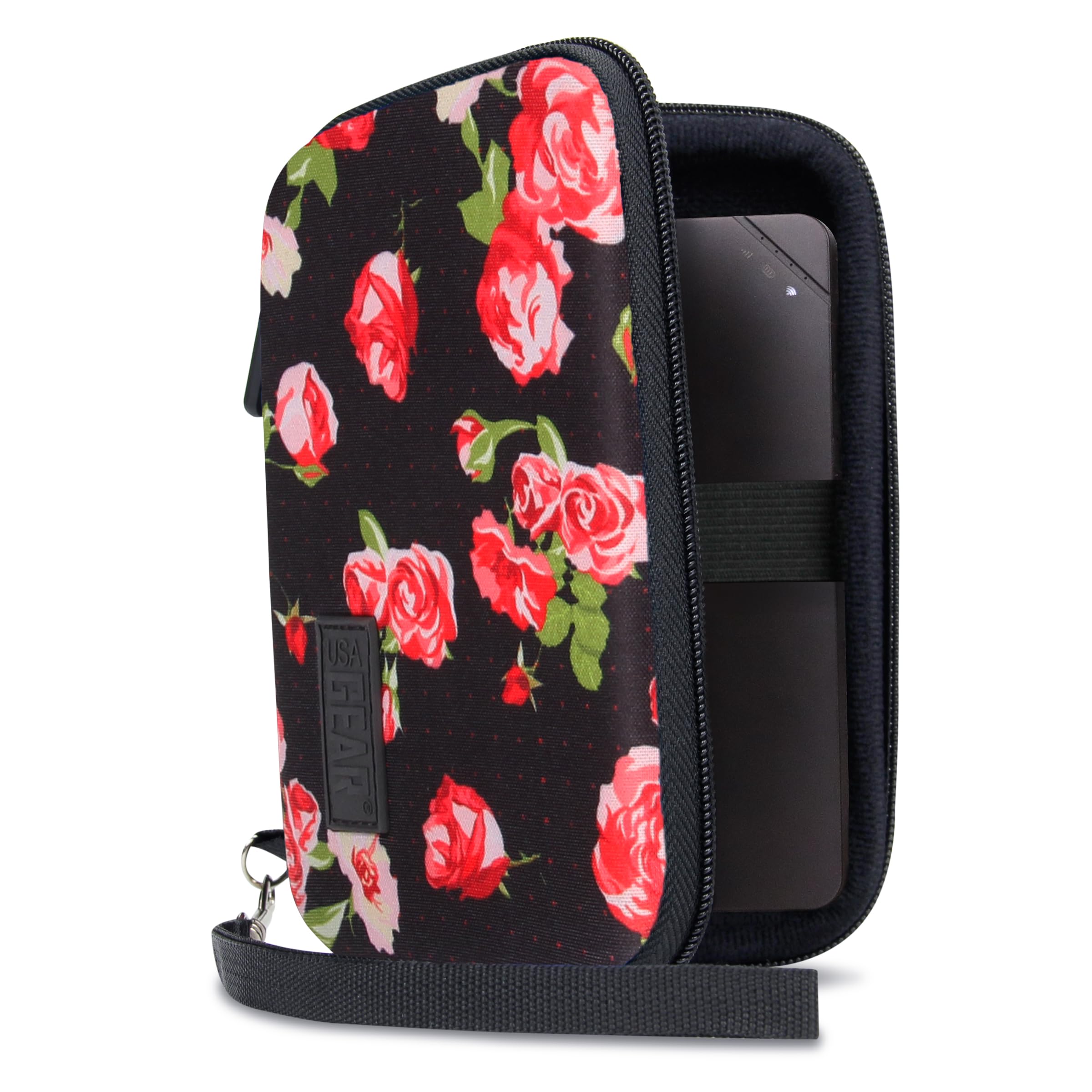 USA Gear Portable WiFi Hotspot for Travel Carrying Case - Internet Booster Case with Wrist Strap Compatible with 4G LTE Wi-Fi Mobile Hotspots from Verizon Orbic, Netgear, Huawei, GlocalMe - Floral