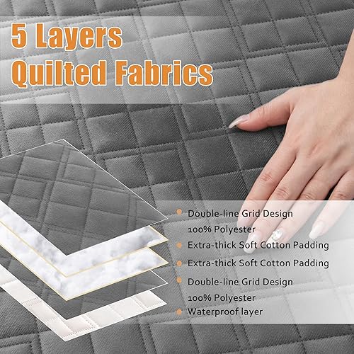 Miniatura 3 de Arfntevss Fundas impermeables para sofá modular en forma de L, lavable, de terciopelo, para sofá seccional, antideslizantes, fundas de esquina