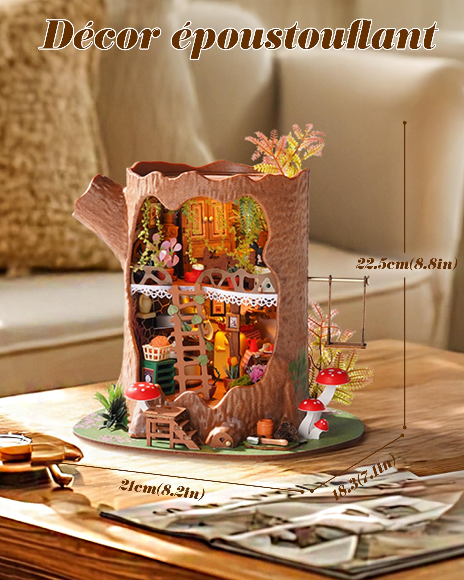 Rolife Miniature Maison Cabane dans Les Arbres de Conte de fées, 275 pièces Maquette Maison 3D Puzzle Maison de Poupée en Bois 3D à Construire Book Nook pour Adultes Pas de Colle nécessaire