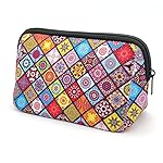 AJLTPA Cosmetic Bag Waterproof Neoprene Zipper Pouch Travel Portable Toiletry Makeup Bags Organizer Case for Women and Girls, Mandala 2