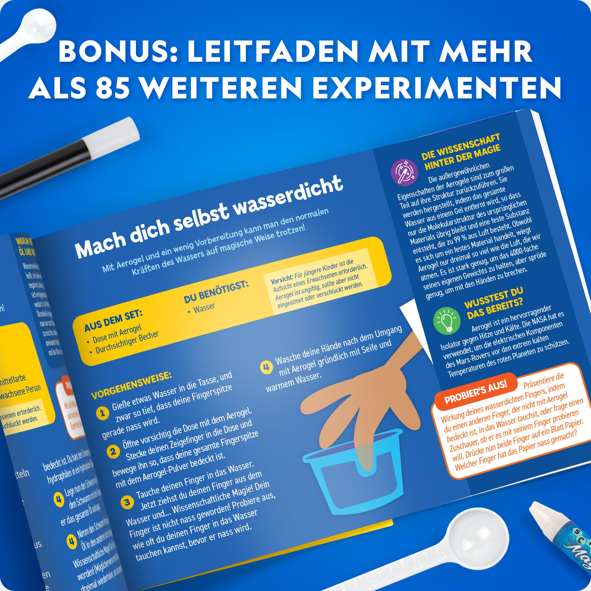 NATIONAL GEOGRAPHIC Science Magic Kit – Über 100 Wissenschaftsexperimente und Zaubertricks für Kinder, Chemie-Set und MINT-Aktivitätsset, Spannendes Lernspielzeug für Kinder