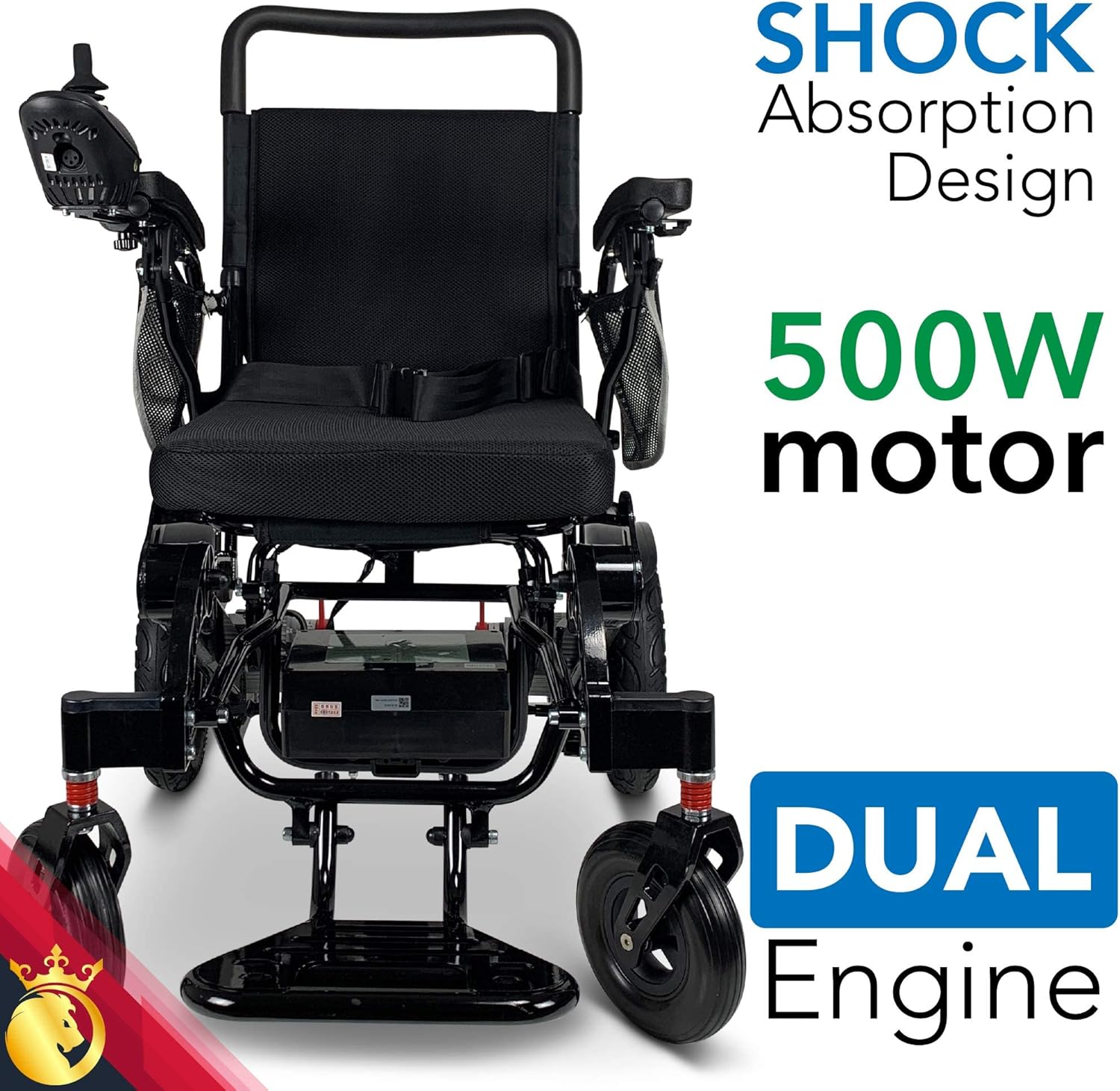 Majestic Electric Wheelchair 2021 - Foldable Remote Control Power Chair, 500 Watt Waterproof Motor, Lightweight Motorized Portable Mobility Aid for Adults - Wheel Chair (19.5" Seat Width) : Health & Household