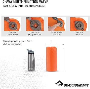 Sea to Summit Ultralight Self-Inflating Foam Sleeping Pad for Backpacking and Camping, Regular (72 x 20 x 1 inches)