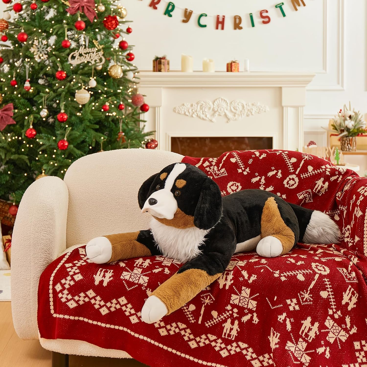 MaoGoLan Giant Bernese Mountain Dog Stuffed Animal Plush Toy, Big Large Jumbo Soft Dog Hugging Pillow Toys, 39.3" Huge Size Cute Fluffy Plushy Oversized Plushie, Gifts for Kids