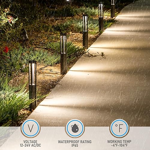 Miniatura 4 de LEONLITE Paquete de 12 luces de camino de bajo voltaje 5CCT, actualización 1800K2700K3000K4000K5000K seleccionables, 3W LED luces de camino de