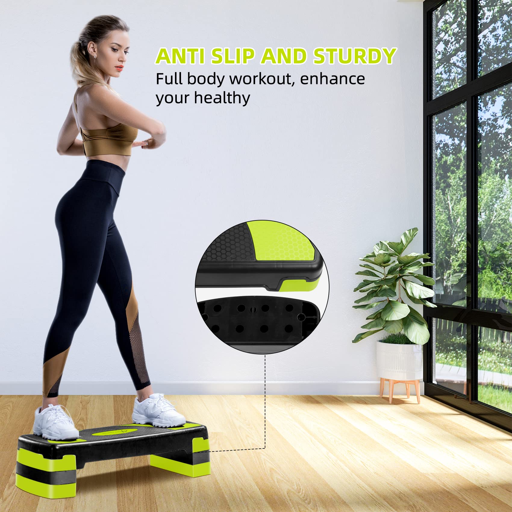 Aerobic Stepper für zuhause, Steppbrett, 3 einstellbare Höhen(10cm/15cm/20cm), Geeignet für den Heim und Bürogebrauch