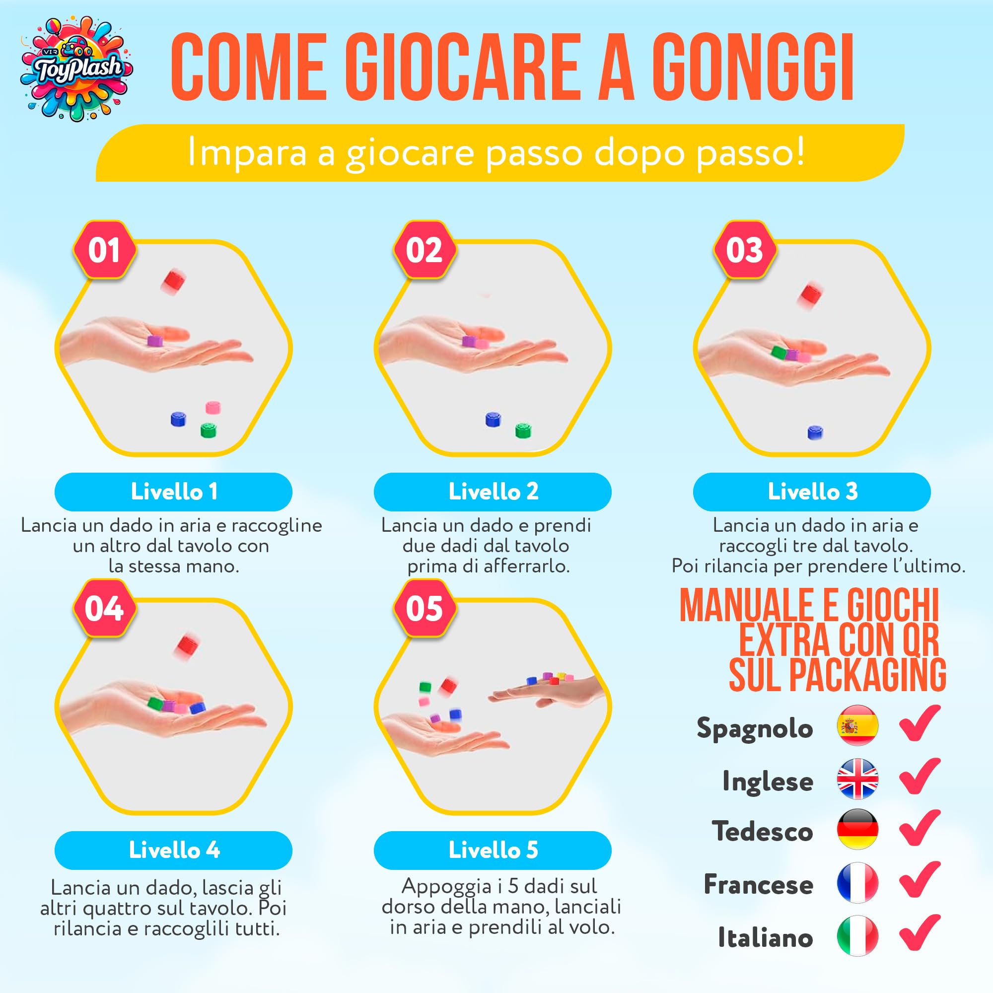 Set 5 Dadi Gioco Gonggi Korean Game - Gioco Gonggi Original - Gong-gi Game Tradizionale - Giochi Coreani Bambini e Adulti - Gongi Dadi Korean - Giochi Abilità (Astuccio)