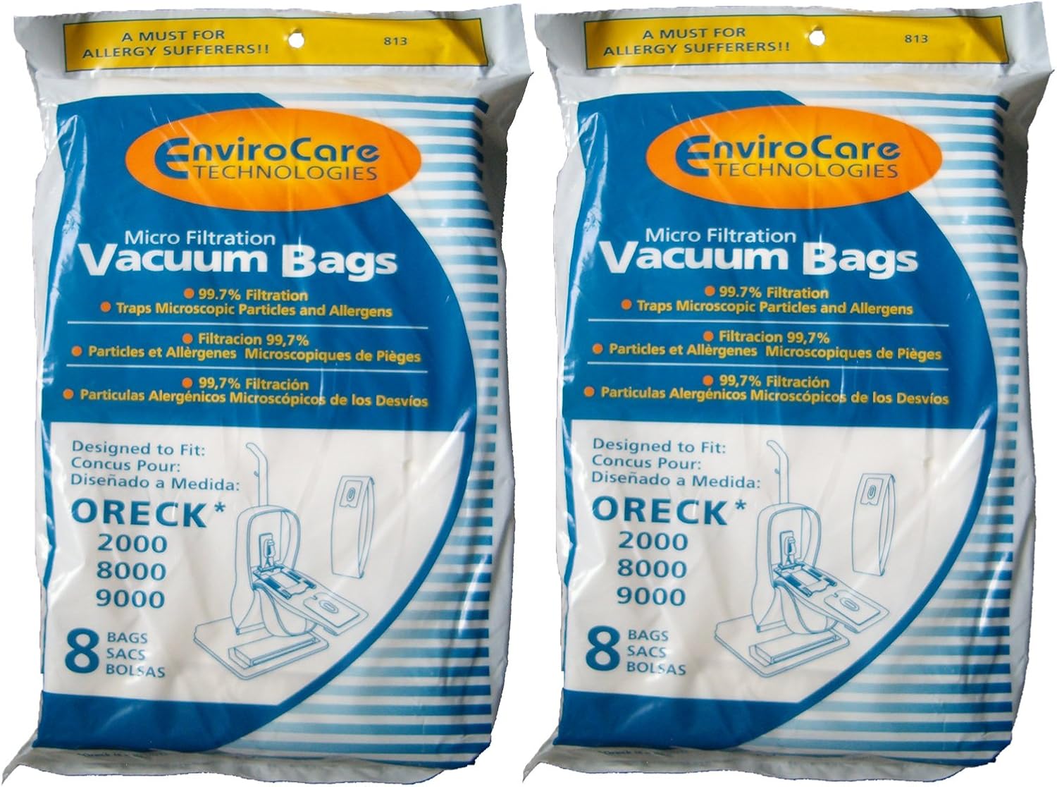 EnviroCare Replacement Vacuum Cleaner Bags Designed to Fit Oreck U2000, XL2100 Series, XL9000 and Commercial Series Uprights 16 Bags