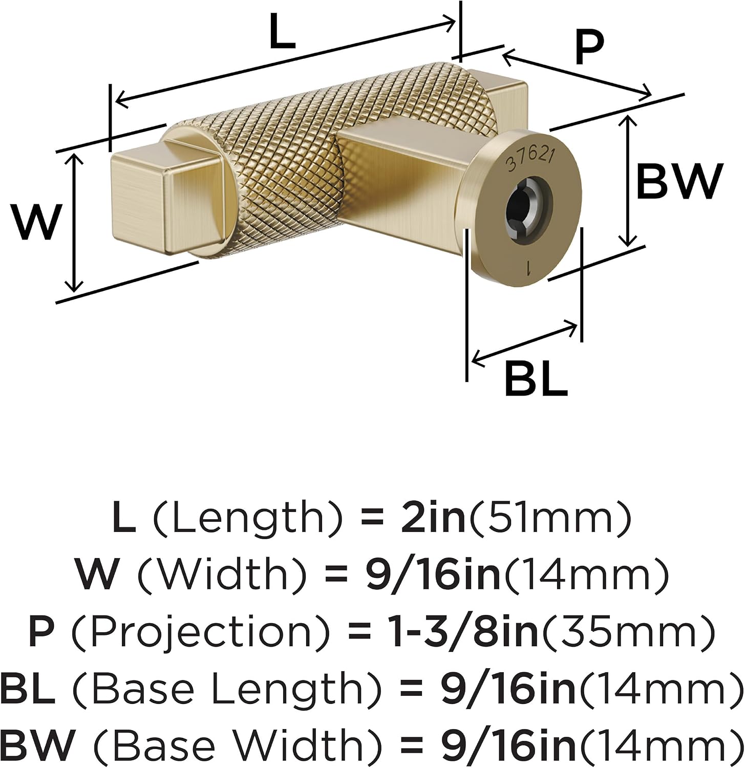 Amerock Balata 2 inch (51mm) Length Golden Champagne Cabinet Knob, BP37621BBZ