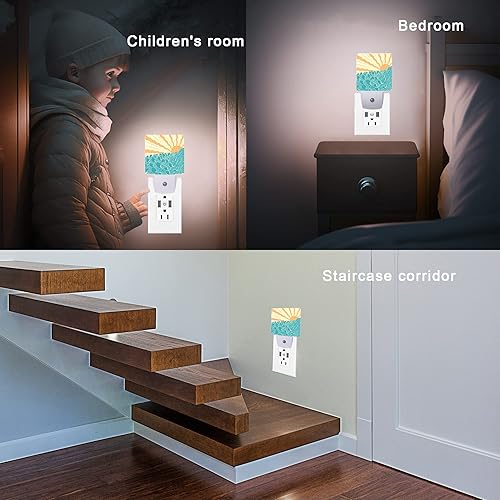 Miniatura 5 de Oeaskly Luz nocturna de ondas, paisaje marino, luces nocturnas enchufables con sensor de anochecer a amanecer para mujeresniñasniños, lámpara ideal