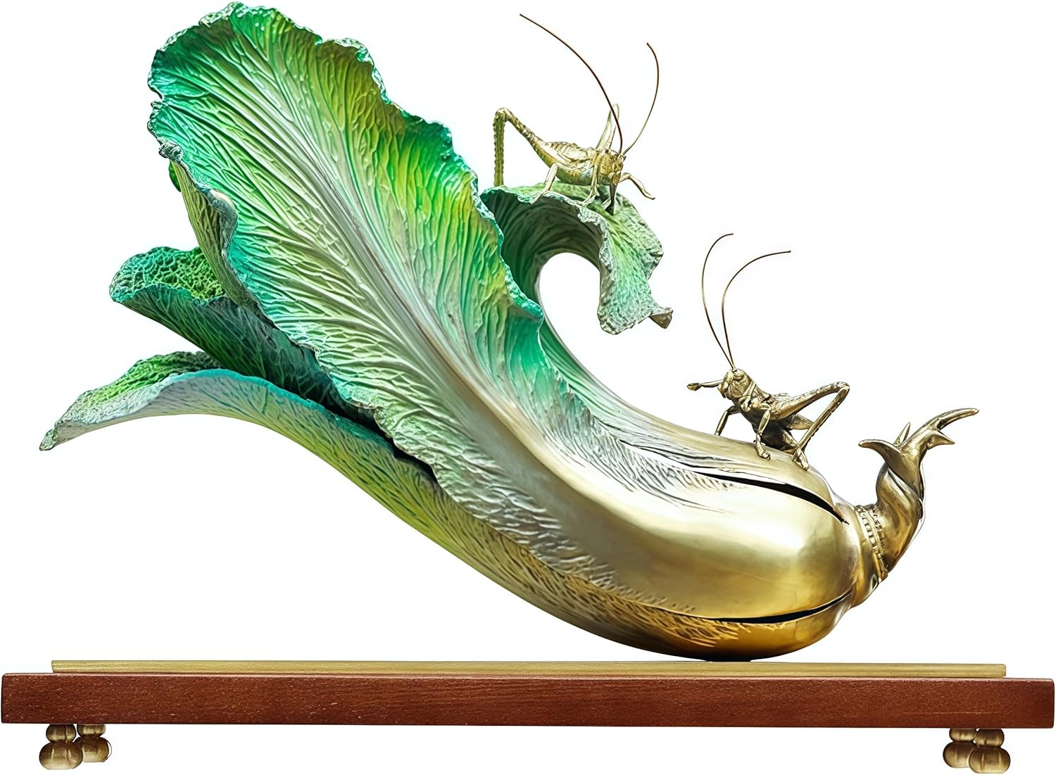 Top Brass Yu Bai CAI, Yubaicai, Artificial Chinese Cabbage, Fake Faux Cabbage, Artificial Vegetables, Fake Faux Vegetable Gifts, Feng Shui Decor & Gifts for Home, Chinese Decor