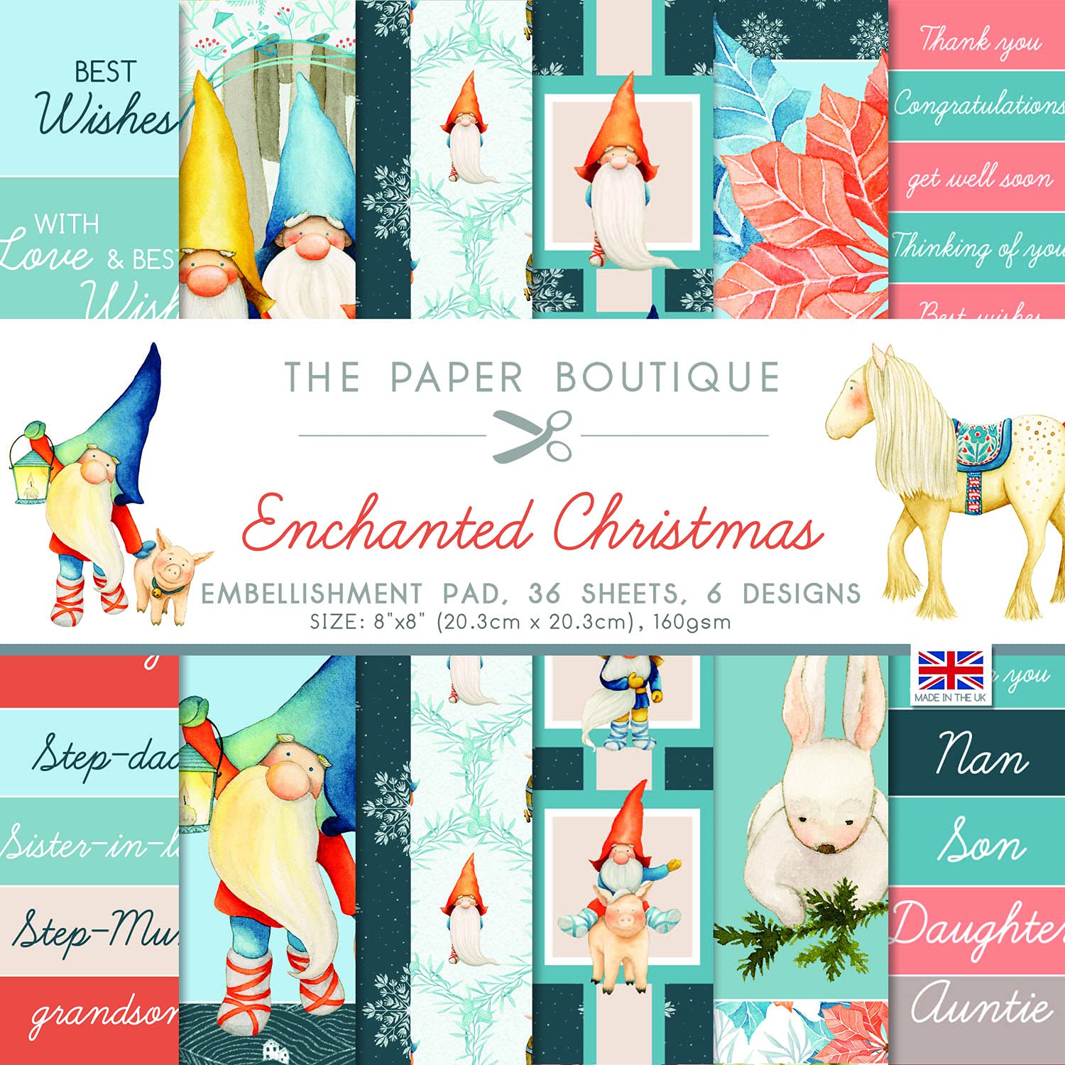 The Paper Boutique Enchanted Christmas, Embellishments Pad, 8" x 8"