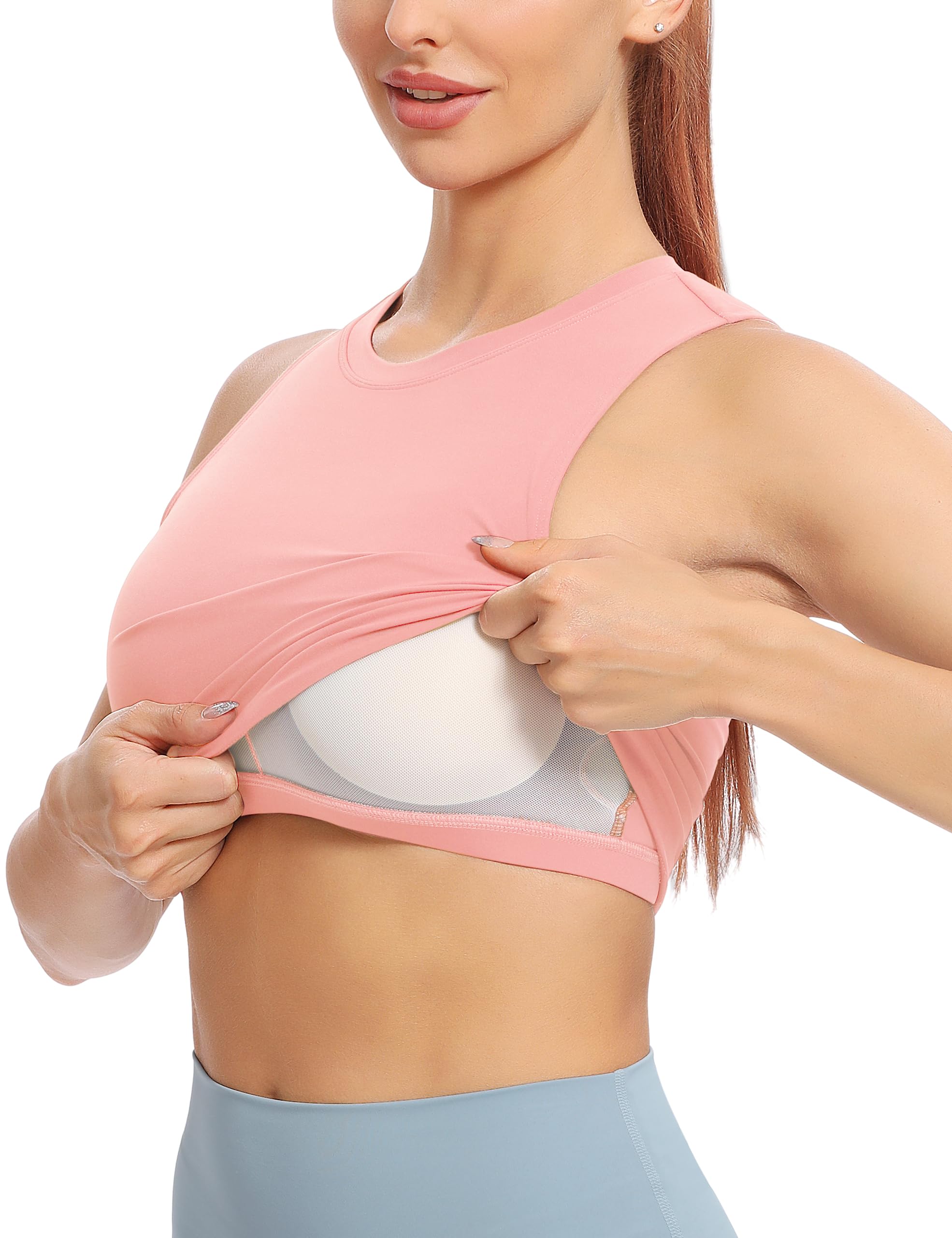 Natural Feelings Nudi - Reggiseno Sportivo da Donna, Imbottitura Rimovibile, Senza Maniche, per Yoga, Fitness, Allenamento