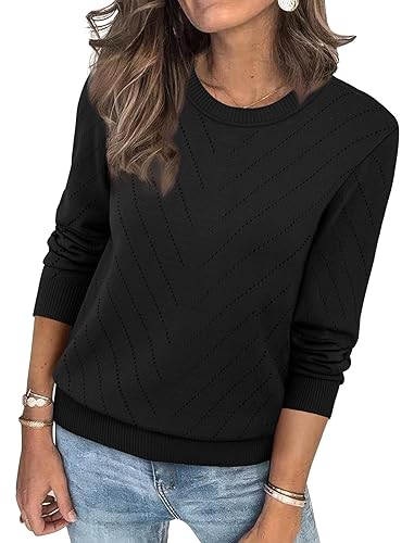 Sampeel Womens Sweaters Crew Neck Long Sleeve Tops Knit Soft