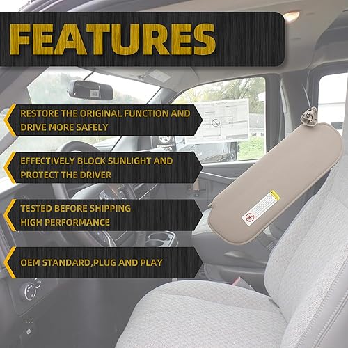 Miniatura 3 de Dasbecan Parasol gris para lado izquierdo del conductor compatible con Chevrolet Express GMC Savana 1500 2500 3500 4500 1999-2019 Reemplaza#