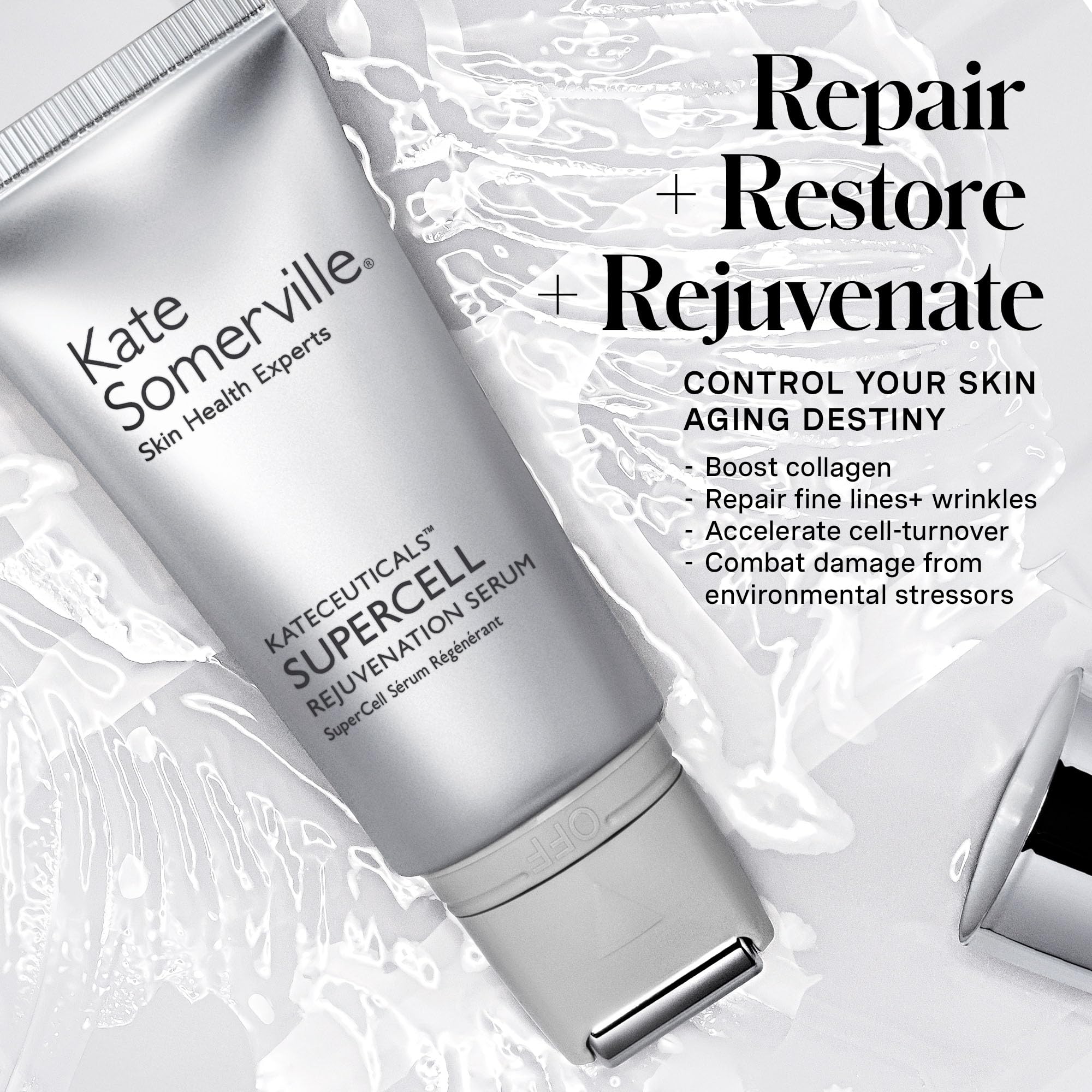 Kate Somerville KateCeuticals® SuperCell – Rejuvenation Peptide Serum to Repair Damaged Skin and Reduce Fine Lines and Wrinkles, 1 Fl Oz