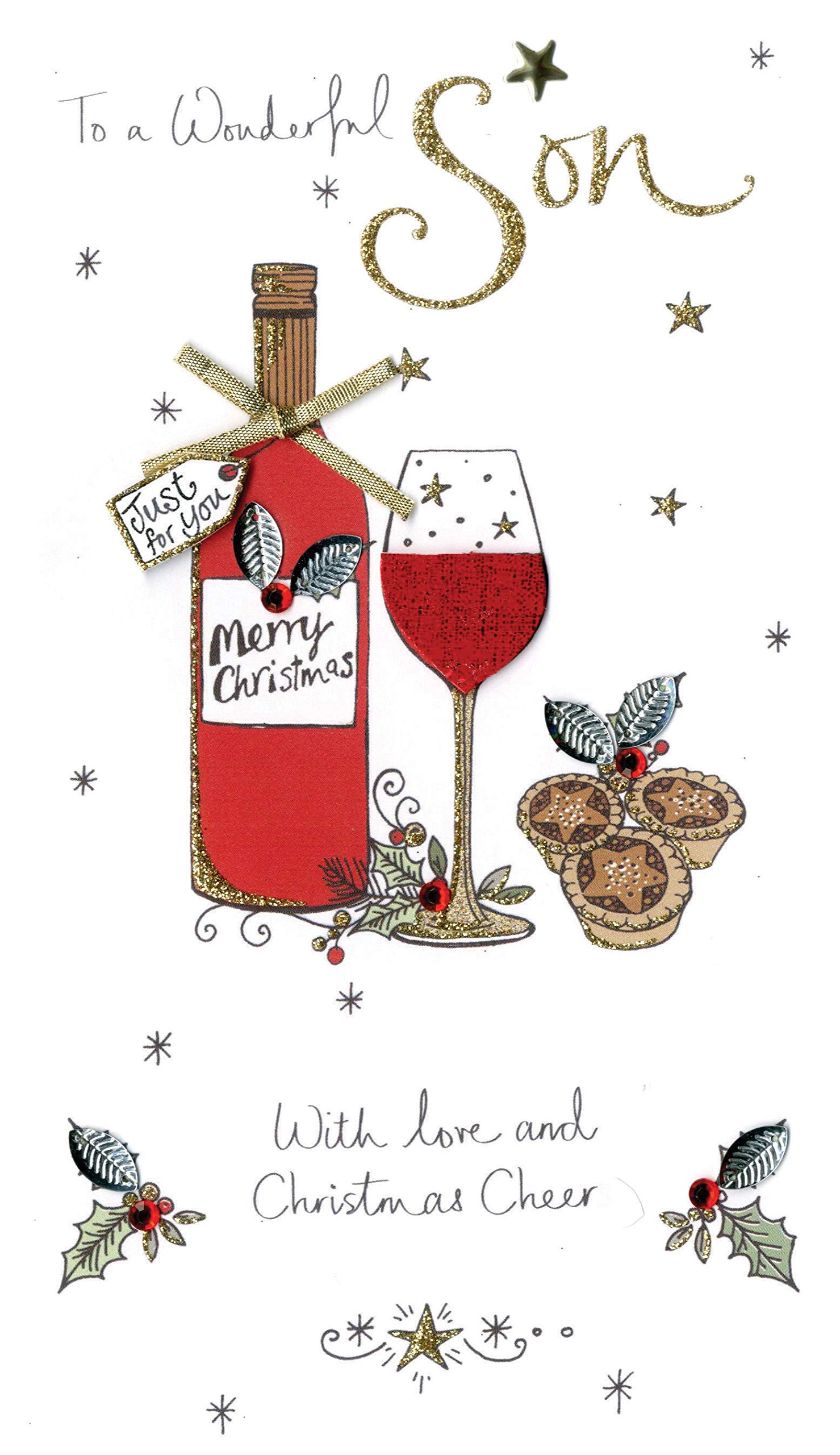 Champagne Son Embellished Christmas Card Hand-Finished Range Cards โ image 1