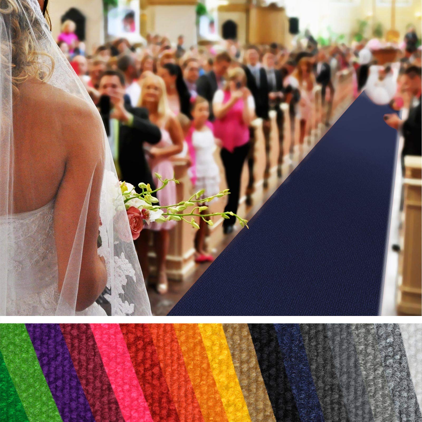 Floordirekt Gangläufer 100 x 1000 cm, Blau 621 - Hochzeitsläufer - Hochzeitsteppich - Premium Teppichläufer - Messeteppich - VIP Eventteppich