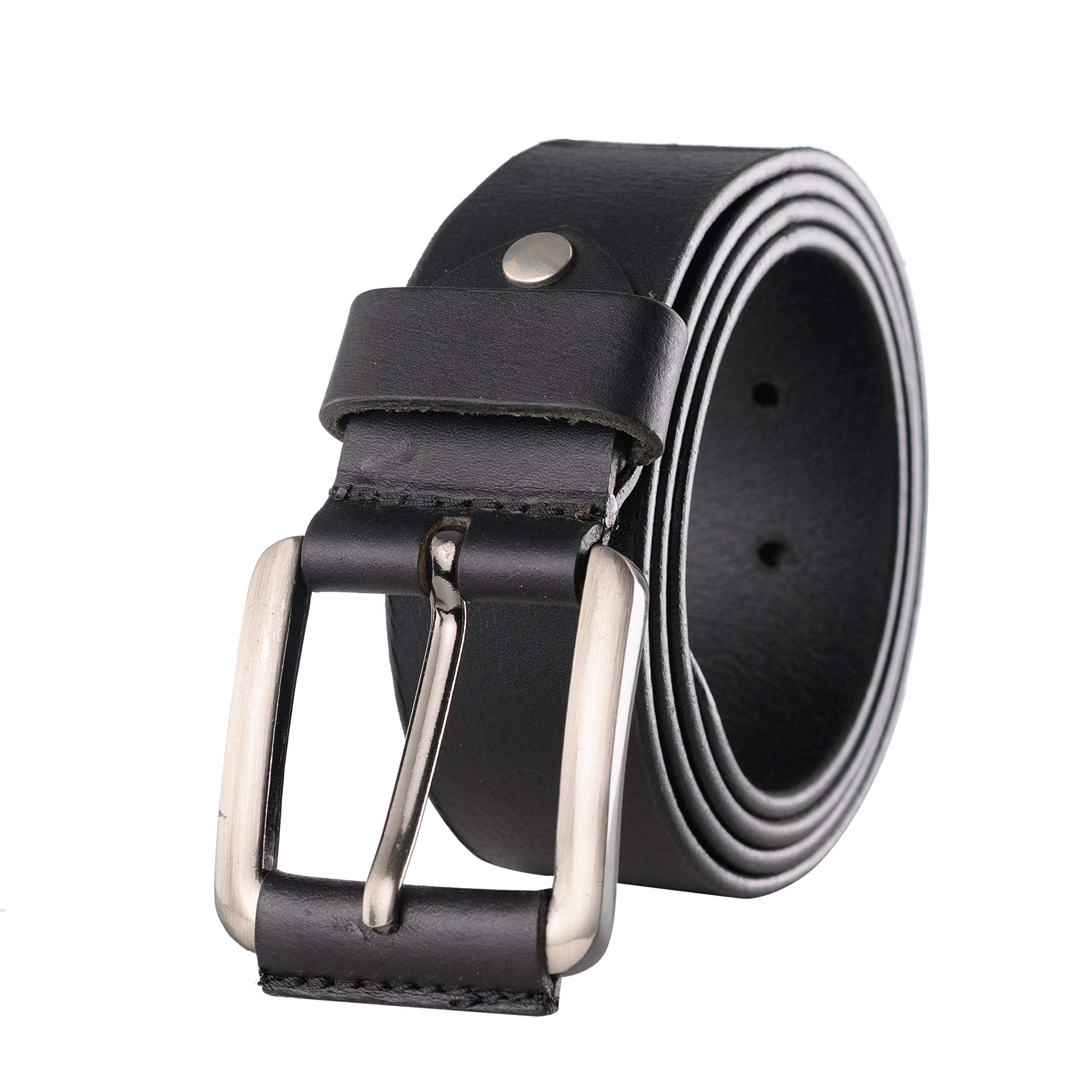 KERTZ Men's Leather Belt, Full Grain Leather with Anti-Scratch Pin Buckle,Great for Jeans,Casual,Cowboy & Work Wear (Black, Waist Size In Inches (34-36))