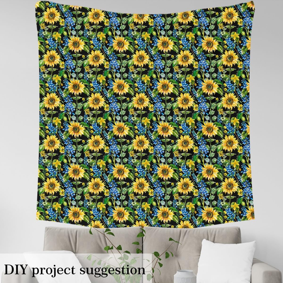 Feelyou Flower Fabric by The Yard 2 Yards Sunflower Soft Flannel Decorative Fabric Botanical Floral Print Upholstery Fabric for Chairs Rustic Farmhouse Country DIY Reupholstery Fabric