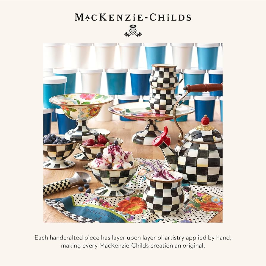 Amazon.com | MACKENZIE-CHILDS Enamel Pedestal Platter, Round Cake