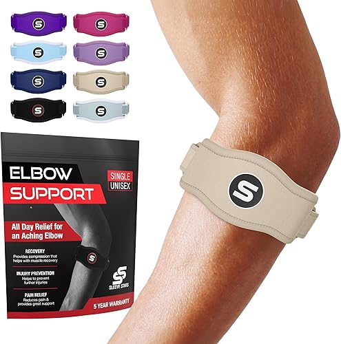 Sleeve Stars - Codera de tenis para hombres y mujeres, codo para tendinitis, codo y correa para golfistas, banda de contrafuerza para alivio del