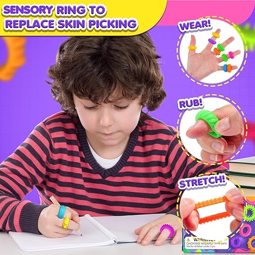 Miniatura 3 de Anillos sensoriales para niños: 18 paquetes de anillos para jugar - Juguetes sensoriales para niños con autismo - Alivio silencioso de la ansiedad a